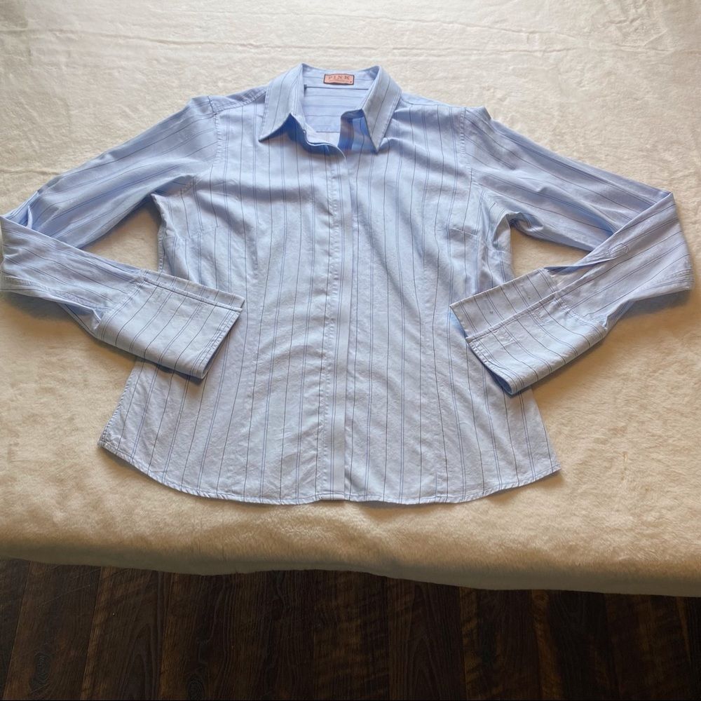 Pink Thomas Pink Jermyn Street London Blue Botton Down Shirt Size 12